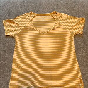 American Eagle Outfitters Yellow Striped Short Sleeve Tee